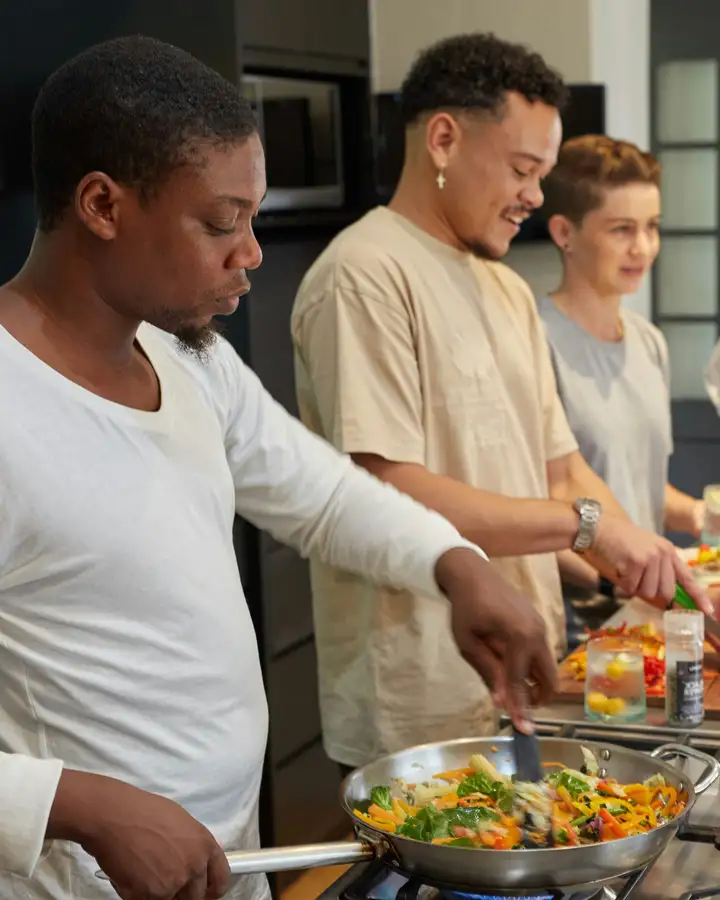 Cooking club cooking together